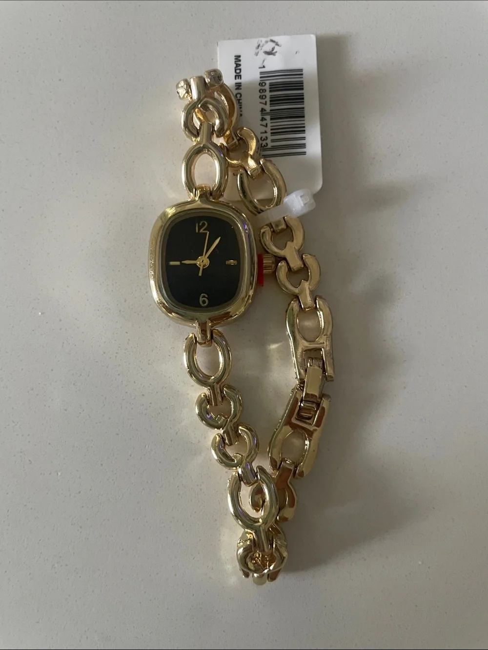Altar'd State Gold Link Bracelet Watch with Black Dial